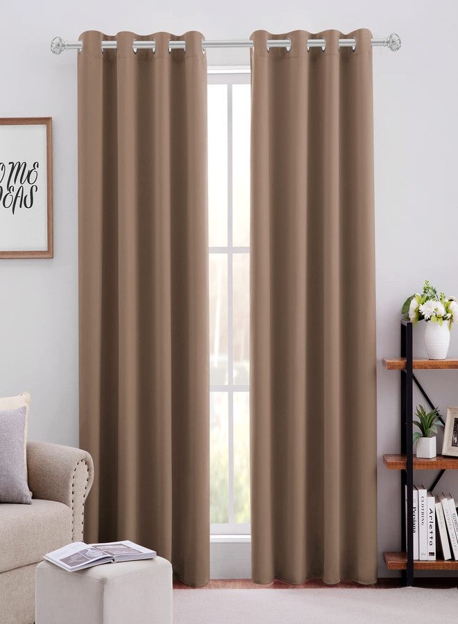 HOMEIDEAS Blackout Curtains for Bedroom 52 X 84 Inch Long 2 Panels Set Cappuccino Room Darkening Curtains/Drapes, Thermal Grommet Taupe Window Curtains for Living Room - Image 1